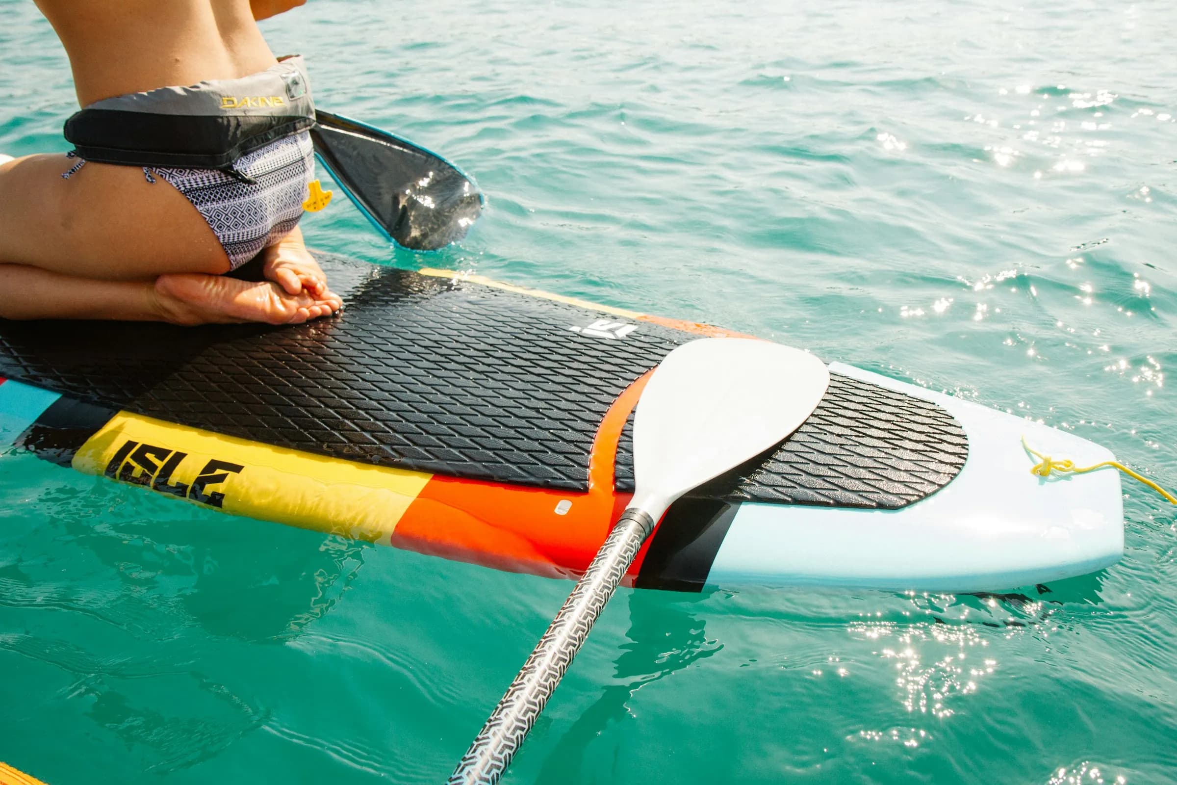 Paddleboarder on open water